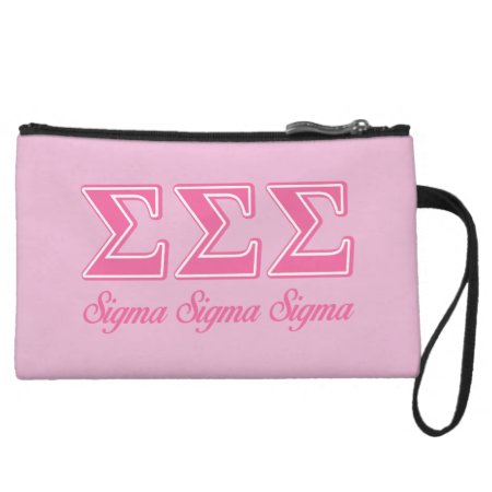 Sigma Sigma Sigma Pink Letters Wristlet Wallet