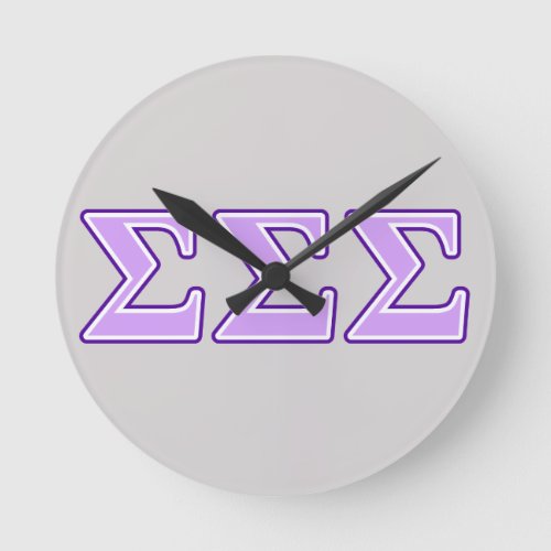 Sigma Sigma Sigma Purple and Lavender Letters Round Clock