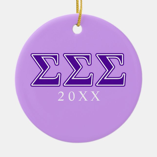 Sigma Sigma Sigma Purple Letters Ceramic Ornament (Front)