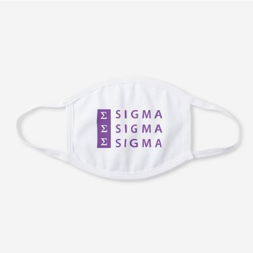 Sigma Sigma Sigma Stacked White Cotton Face Mask