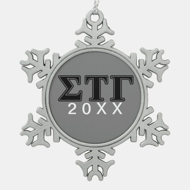 Sigma Tau Gamma Black Letters Snowflake Pewter Christmas Ornament (Front)