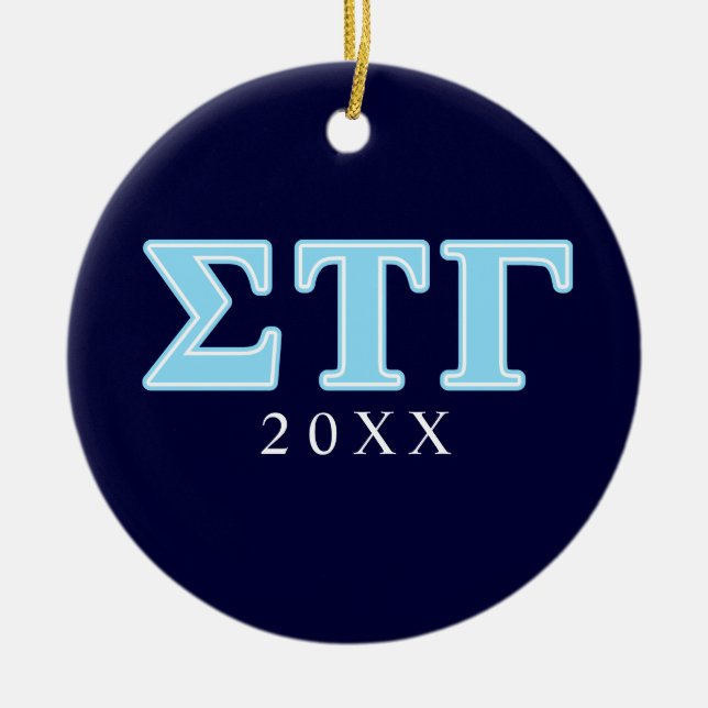Sigma Tau Gamma Blue Letters Ceramic Ornament (Front)