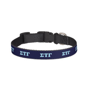 Sigma Tau Gamma Blue Letters Pet Collar