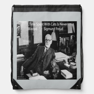 Sigmund Freud & Cat Quote Drawstring Backpack