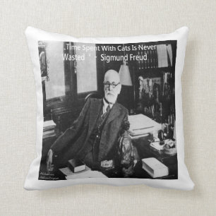 Sigmund Freud & Cat Quote Throw Pillow