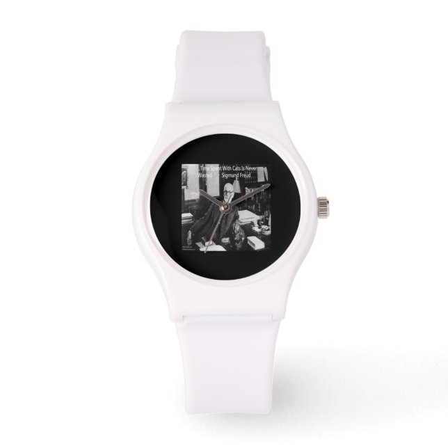 Sigmund Freud & Cat Quote Womens Silicone Watch (Front)