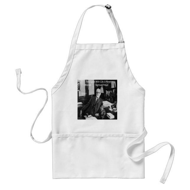 Sigmund Freud In His Office & Funny Cat Quote Adult Apron (Front)