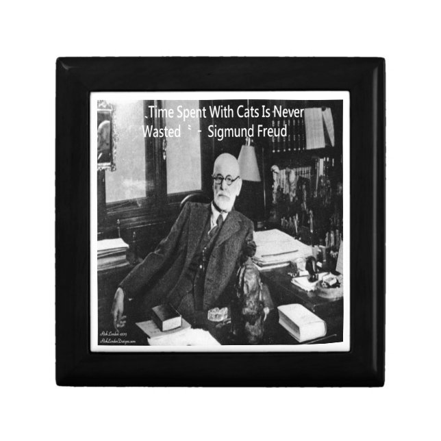 Sigmund Freud In His Office & Funny Cat Quote Gift Box (Front)