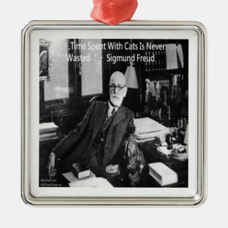 Sigmund Freud In His Office & Funny Cat Quote Metal Ornament