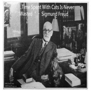 Sigmund Freud In His Office & Funny Cat Quote Napkin