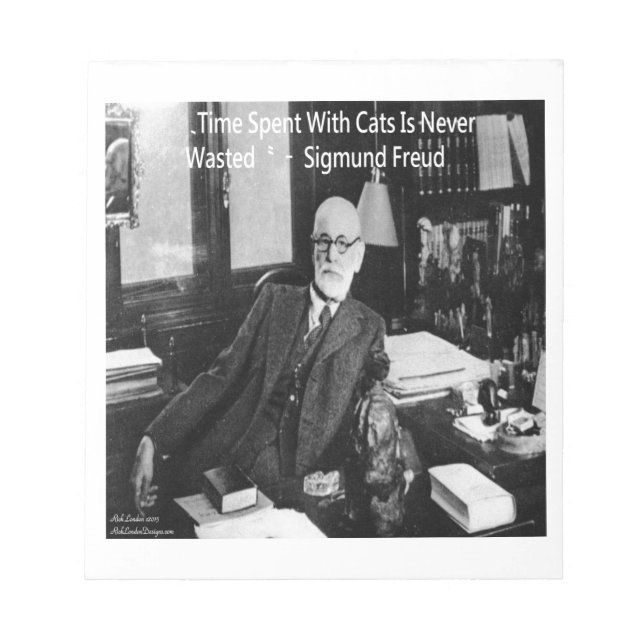 Sigmund Freud In His Office & Funny Cat Quote Notepad (Front)