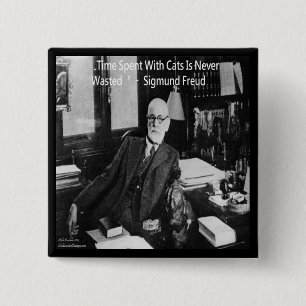 Sigmund Freud In His Office & Funny Cat Quote Pinback Button