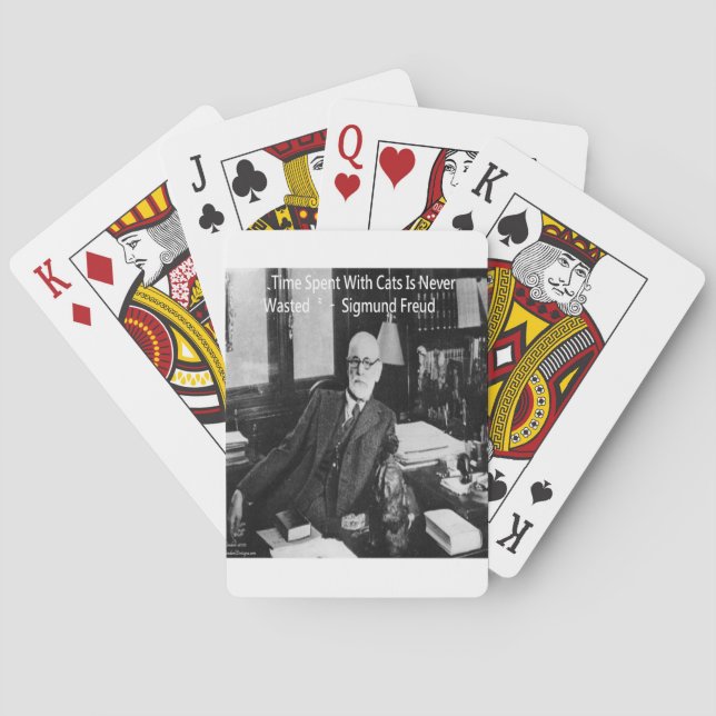 Sigmund Freud In His Office & Funny Cat Quote Poker Cards (Back)