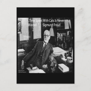 Sigmund Freud In His Office & Funny Cat Quote Postcard