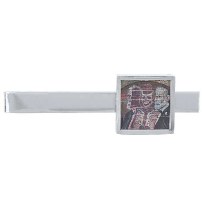 Sigmund Freud Street Art Silver Finish Tie Bar (Front)