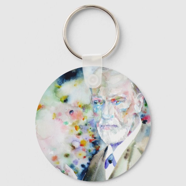 SIGMUND FREUD - watercolor portrait.2 Keychain (Front)