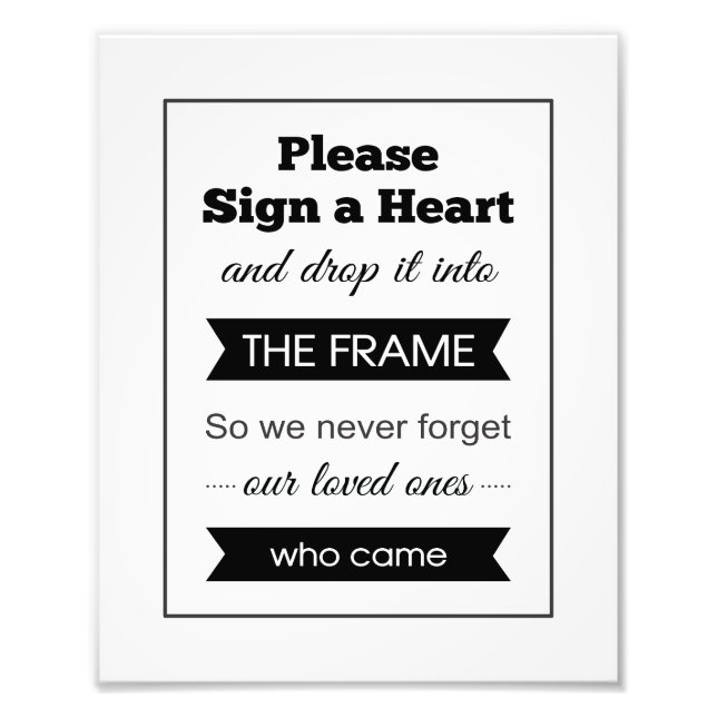 Sign A Heart Drop Box Wedding Guest Book Sign (Front)