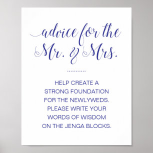 Sign a Jenga Block Elegant Navy Blue Wedding Sign