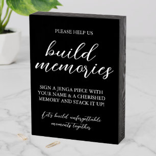 Sign A Jenga blocks Minimalist Black and White