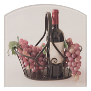Sign Basket w/ Wine and Grapes
