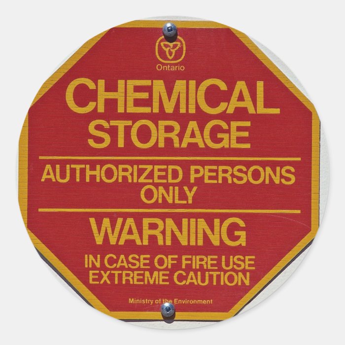 Sign board indicating Chemical storage Sticker