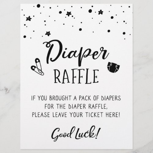 SIGN Diaper Raffle Baby Shower party Game