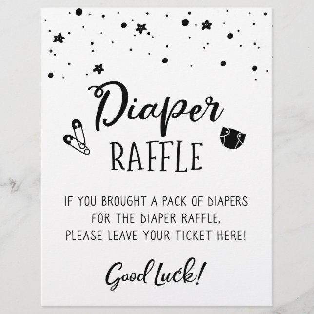 SIGN Diaper Raffle Baby Shower party Game (Front)