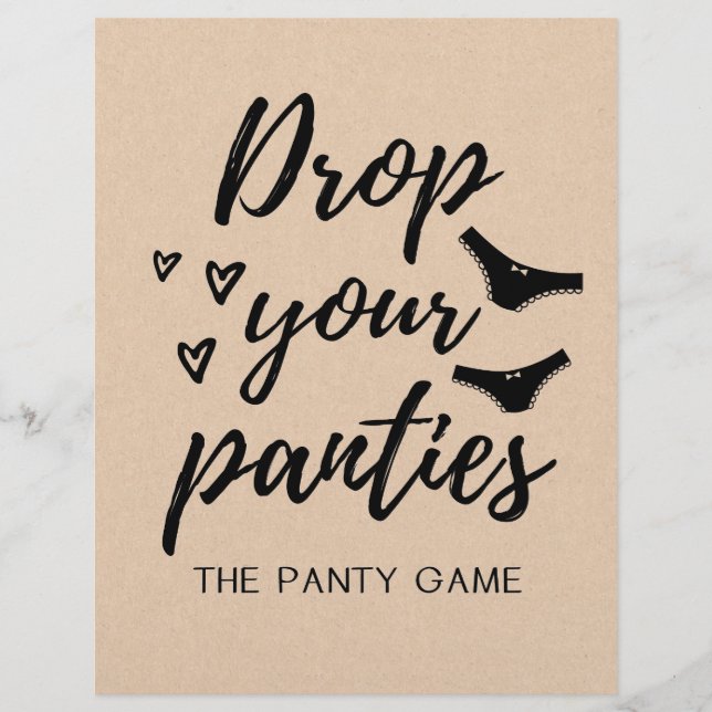 SIGN Drop your panties game, Bridal Shower (Front)