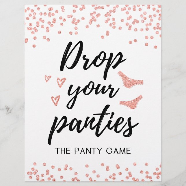 SIGN Drop your panties game, Bridal Shower (Front)