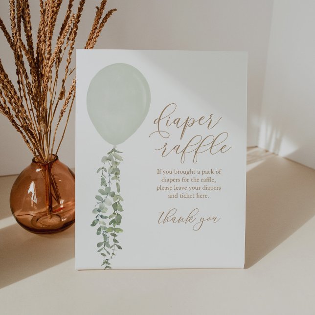 Sign Green Balloon Baby Shower Diaper Raffle Sign (Creator Uploaded)