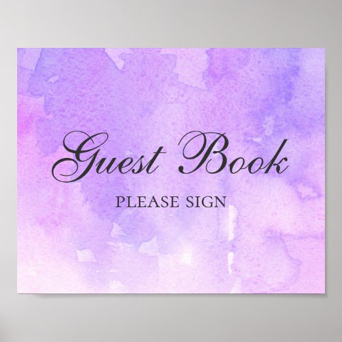 Sign guest book Purple wedding Watercolor lilac