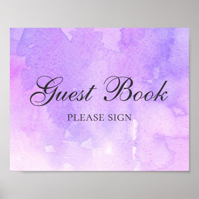 Sign guest book. Purple wedding. Watercolor lilac (Front)