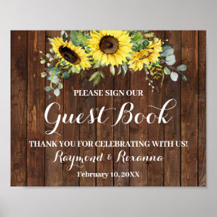 Sign Guest Book Wedding Sunflower Greenery Sign