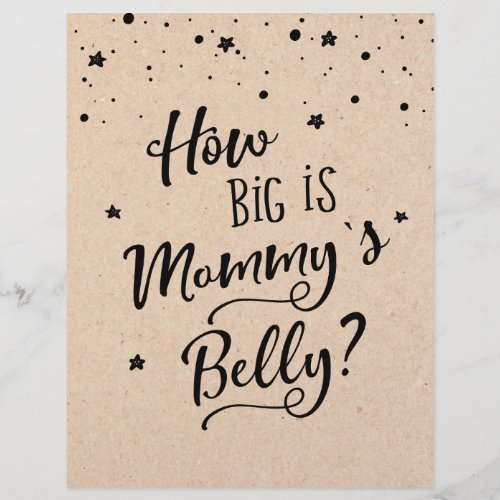 SIGN How big is Mommys Belly Baby Shower Game