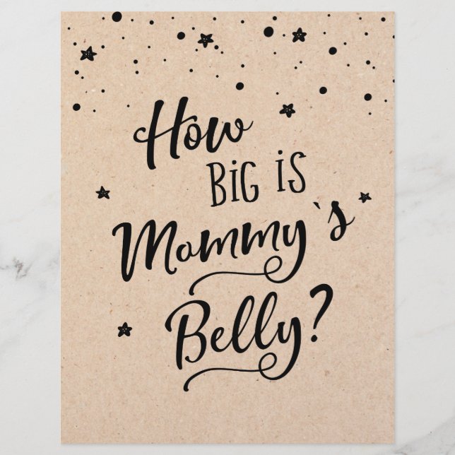 SIGN How big is Mommy's Belly? Baby Shower Game (Front)