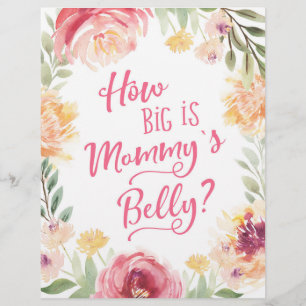 SIGN How big is Mommy's Belly? Baby Shower Game