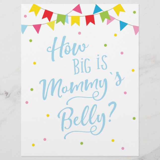 SIGN How big is Mommy's Belly? Baby Shower Game (Front)