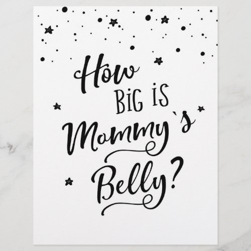 SIGN How big is Mommys Belly Baby Shower Game