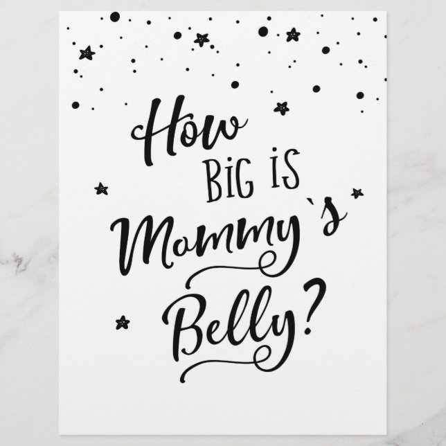 SIGN How big is Mommy's Belly? Baby Shower Game (Front)
