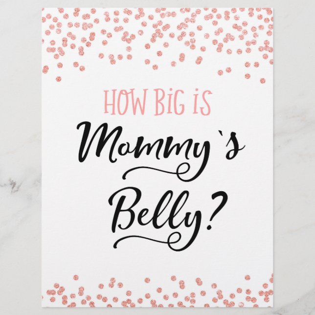SIGN How big is Mommy's Belly? Baby Shower Game (Front)