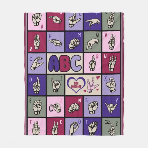 Sign language ABC love ASL Mom Love Fleece Blanket