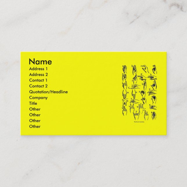 Sign Language Alphabet Business Card (Front)