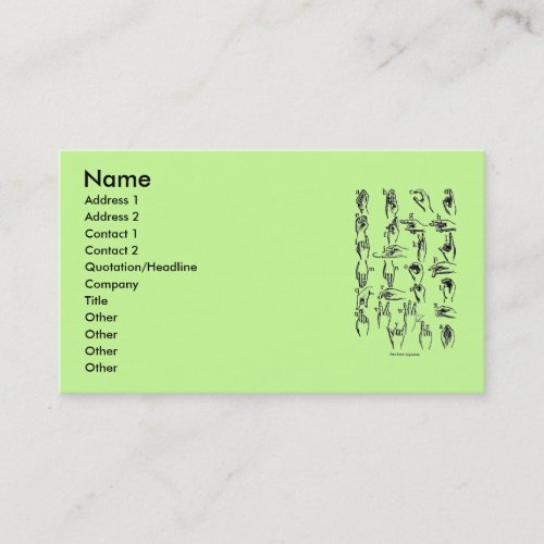 Sign Language Alphabet Business Card