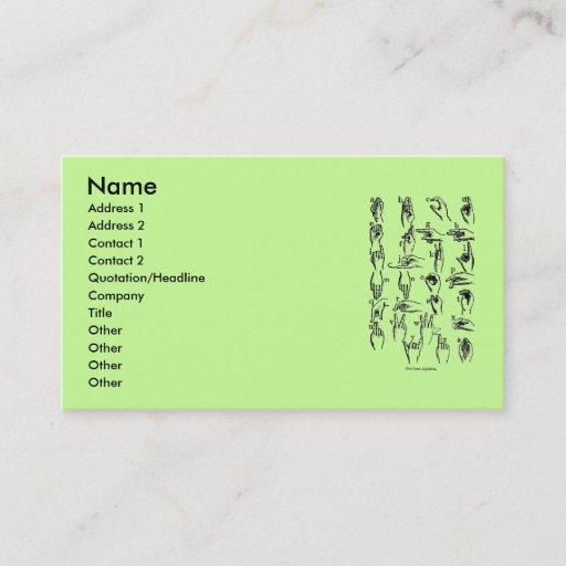 Customizable Sign Language Alphabet Business Card