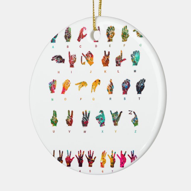 Sign Language Alphabet Ceramic Ornament (Left)