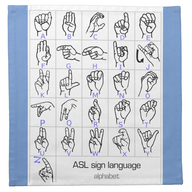 SIGN LANGUAGE ALPHABET cloth napkin (Front)