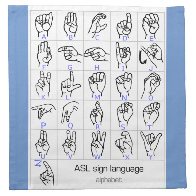 SIGN LANGUAGE ALPHABET cloth napkin Zazzle