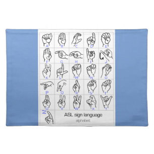 SIGN LANGUAGE ALPHABET cloth placemat