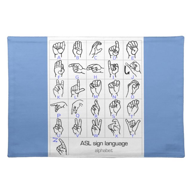 SIGN LANGUAGE ALPHABET cloth placemat (Front)