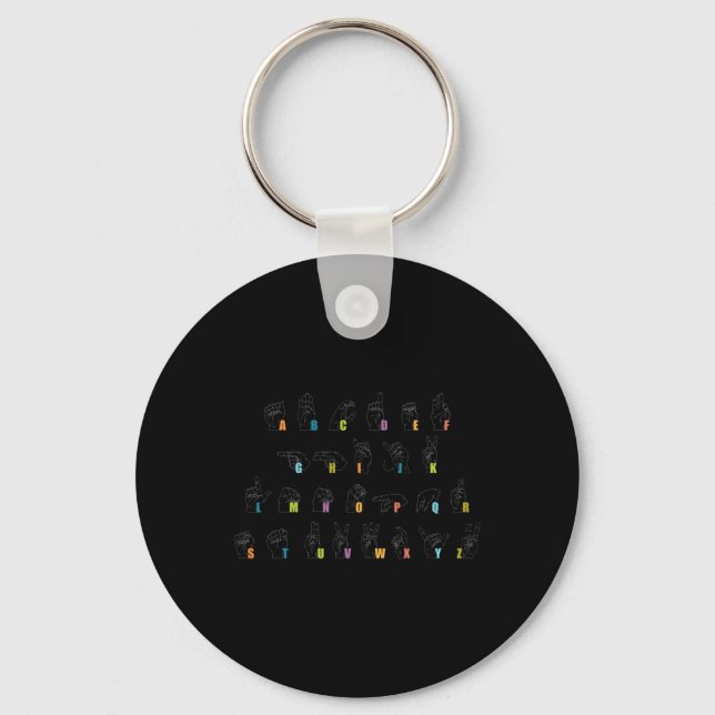 Sign Language Alphabet Design Deafness Awareness A Keychain (Front)